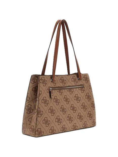 BORSA A SPALLA CON STAMPA MONOGRAM DONNA BEIGE