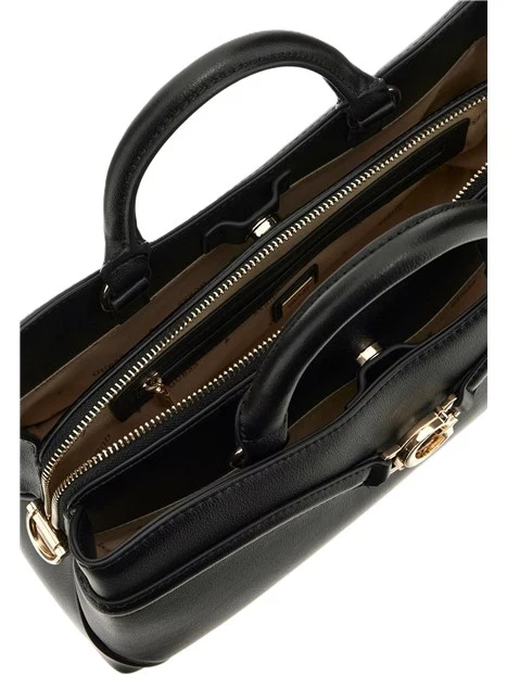 BORSA A MANO IN SIMIPELLE CON DETTAGLI DORATI  DONNA NERO