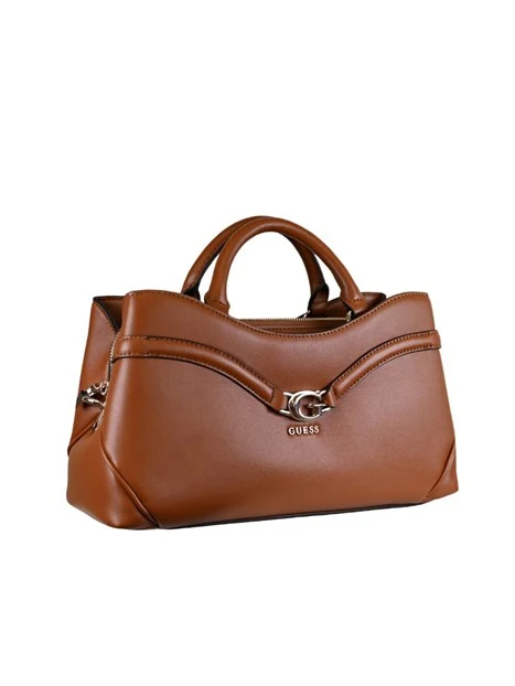 BORSA A MANO IN SIMIPELLE CON DETTAGLI DORATI  DONNA MARRONE