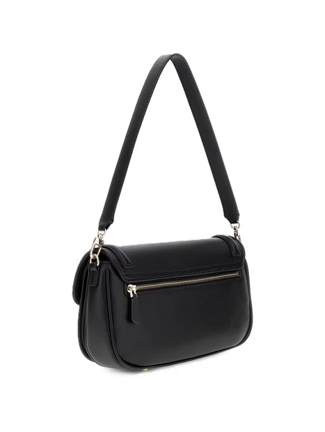BORSA A SPALLA IN SIMILPELLE CON DETTAGLI DORATI DONNA NERO