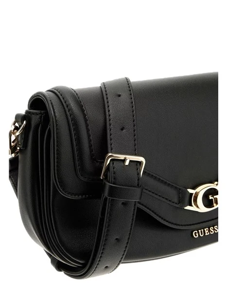 BORSA A SPALLA IN SIMILPELLE CON DETTAGLI DORATI DONNA NERO
