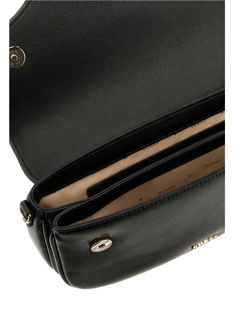 BORSA A SPALLA IN SIMILPELLE CON DETTAGLI DORATI DONNA NERO