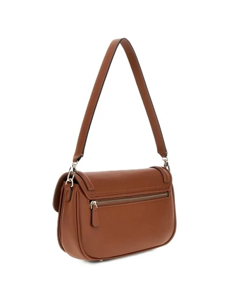BORSA A SPALLA IN SIMILPELLE E DETTAGLI DORATI DONNA MARRONE