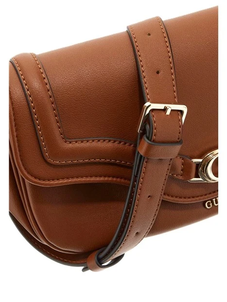 BORSA A SPALLA IN SIMILPELLE E DETTAGLI DORATI DONNA MARRONE