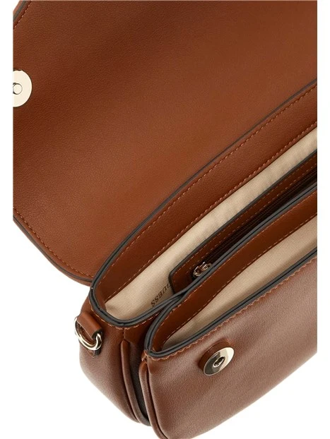 BORSA A SPALLA IN SIMILPELLE E DETTAGLI DORATI DONNA MARRONE
