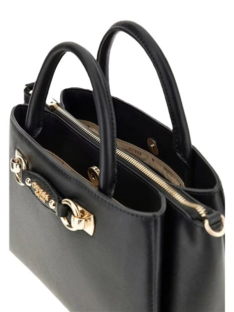 BORSA A MANO IN SIMILPELLE CON DETTAGLI DORATI DONNA NERO
