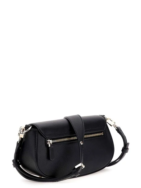 BORSA A SPALLA CON LOGO FRONTALE DONNA NERO