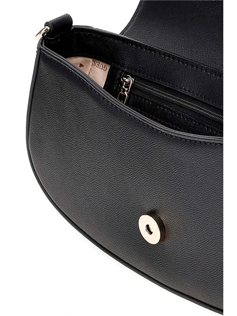 BORSA A SPALLA CON LOGO FRONTALE DONNA NERO