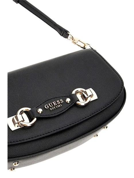 BORSA A SPALLA CON LOGO FRONTALE DONNA NERO