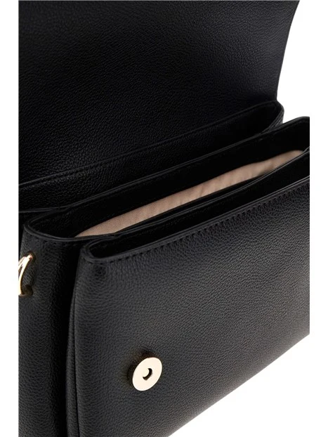 BORSA A TRACOLLA CON LOGO FRONTALE E DETTALI DORATI DONNA NERO