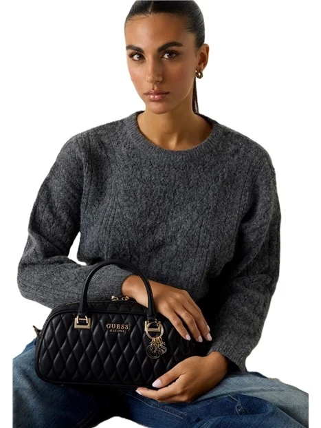 BORSA A MANO IN SIMILPELLE TRAPUNTATA DONNA NERO