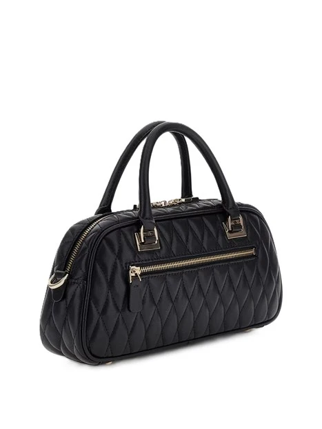 BORSA A MANO IN SIMILPELLE TRAPUNTATA CON TASCA SUL RETRO DONNA NERO