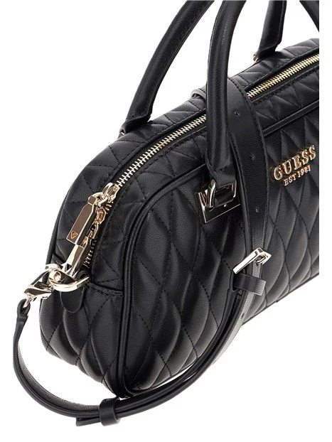 BORSA A MANO IN SIMILPELLE TRAPUNTATA CON TASCA SUL RETRO DONNA NERO
