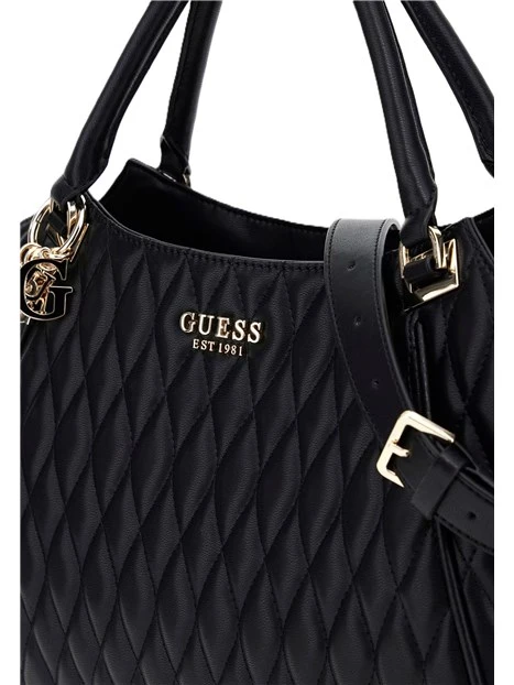 BORSA A MANO GRANDE TRAPUNTATA CON CHARM DONNA NERO
