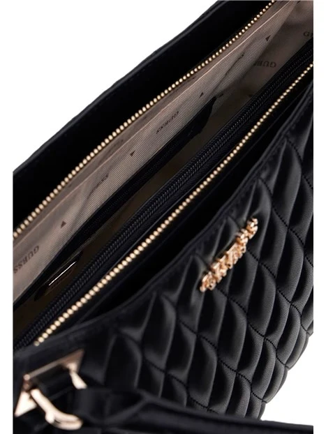BORSA A MANO GRANDE TRAPUNTATA CON CHARM DONNA NERO