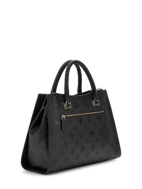 BORSA A MANO CON LOGO FRONTALE E TRACOLLA REGOLABILE DONNA NERO