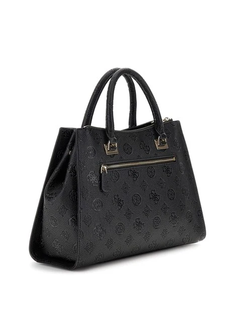 BORSA A MANO CON LOGO FRONTALE E TRACOLLA REGOLABILE DONNA NERO