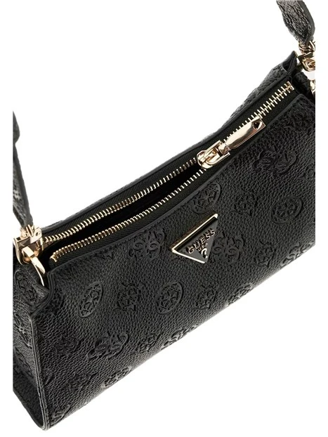 BORSA A SPALLA IN SIMILPELLE CON TEXTURE LOGATA DONNA NERO