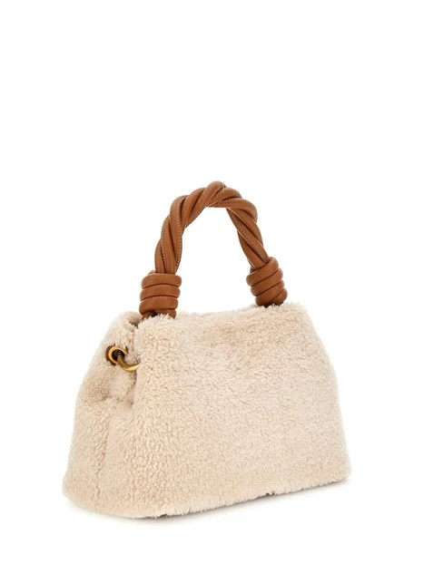 BORSA A MANO IN PELLICCIA SINTETICA DONNA BEIGE