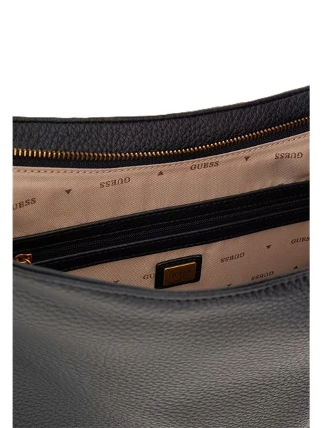 BORSA A SPALLA IN SIMIPELLE CON FINITURE DORATE DONNA NERO