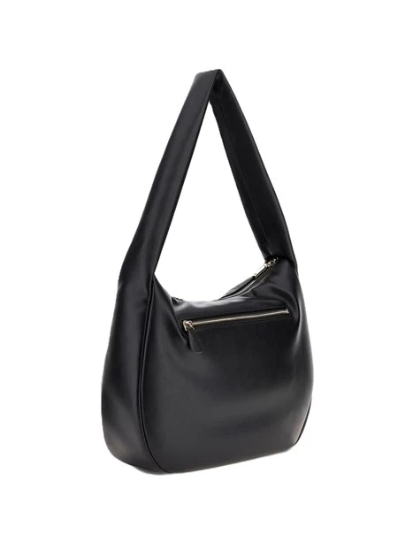 BORSA A SPALLA IN SIMILPELLE CON CHIUSURA ZIP DONNA NERO