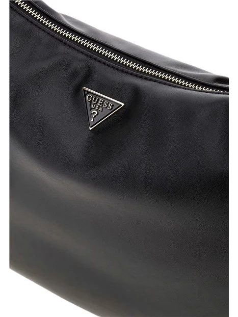 BORSA A SPALLA IN SIMILPELLE CON CHIUSURA ZIP DONNA NERO