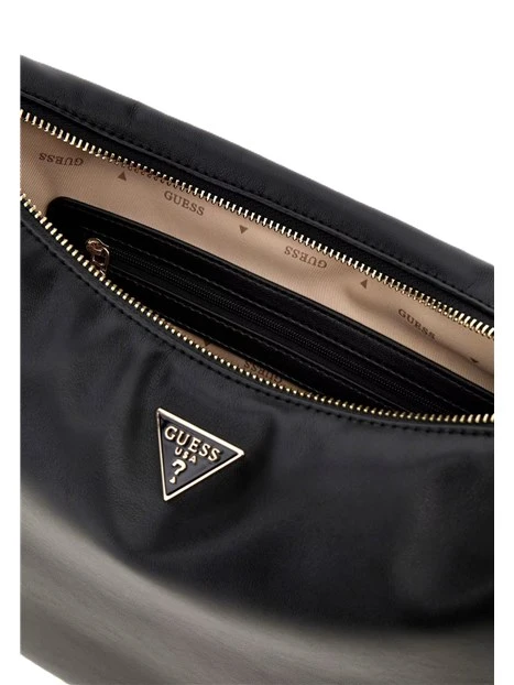 BORSA A SPALLA IN SIMILPELLE CON CHIUSURA ZIP DONNA NERO
