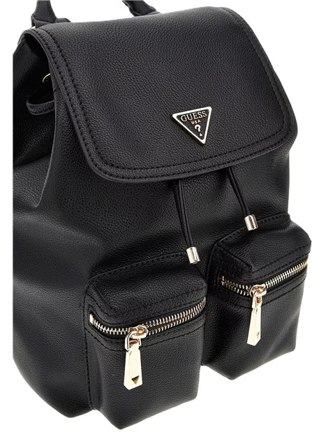 ZAINO IN SIMIPELLE CON DOPPIA TASCA FRONTALE DONNA NERO