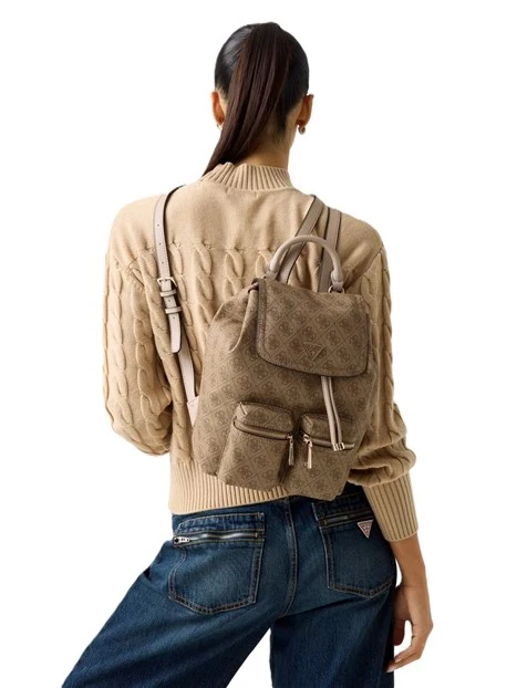 ZAINO IN SIMILPELLE CON COULISSE E DETTAGLI DORATI DONNA BEIGE