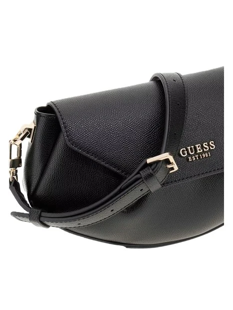 BORSA A TRACOLLA IN SIMILPELLE CON DETTAGLI DORATI DONNA NERO