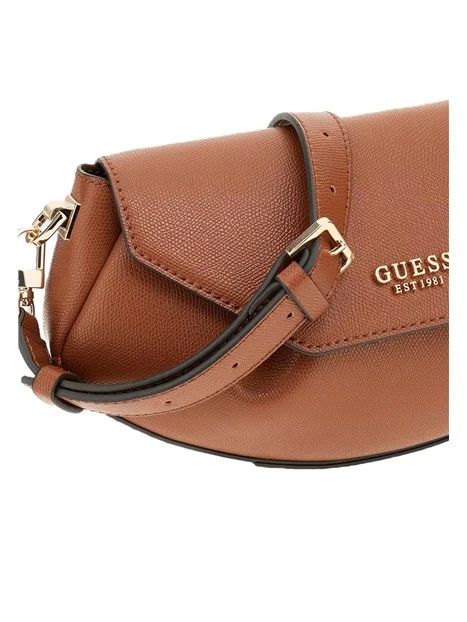 BORSA A TRACOLLA IN SIMILPELLE CON DETTAGLI DORATI DONNA MARRONE
