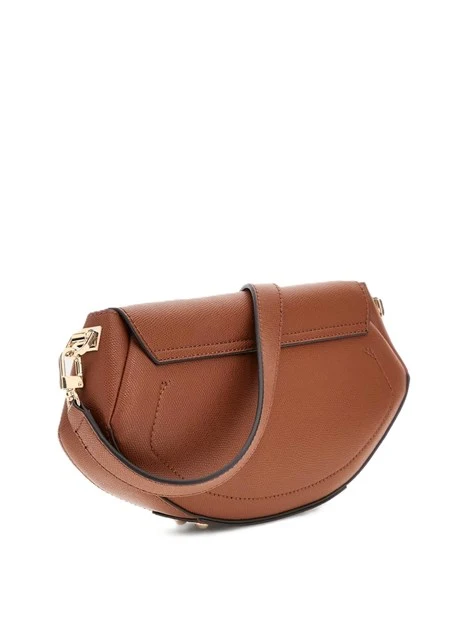 BORSA A TRACOLLA IN SIMILPELLE CON DETTAGLI DORATI DONNA MARRONE