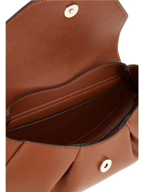 BORSA A TRACOLLA IN SIMILPELLE CON DETTAGLI DORATI DONNA MARRONE