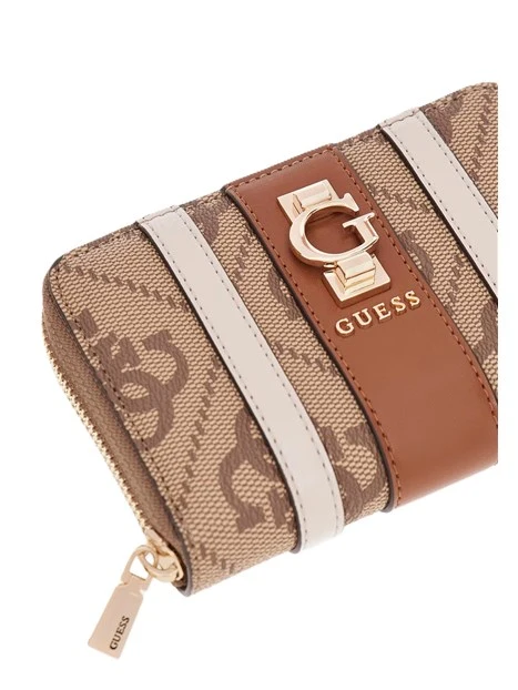 PORTAFOGLIO IN SIMILPELLE CON FASCIA E STAMPA MONOGRAM DONNA BEIGE SCURO