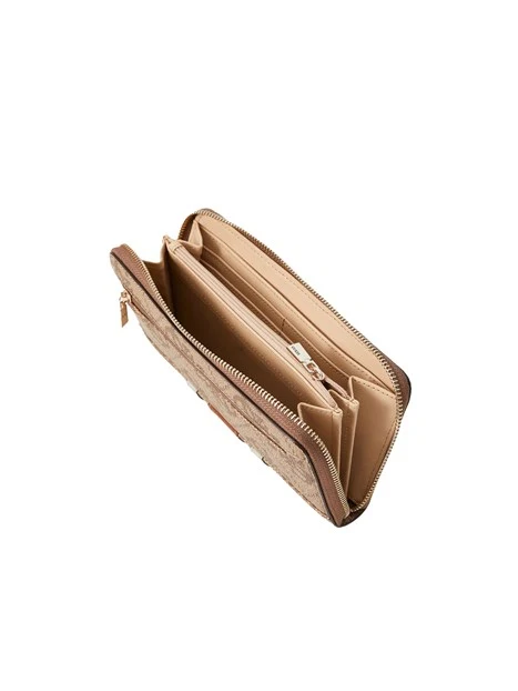 PORTAFOGLIO IN SIMILPELLE CON FASCIA E STAMPA MONOGRAM DONNA BEIGE