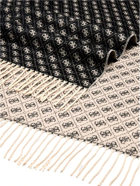 STOLA CON STAMPA MONOGRAM SFRANGIATA DONNA NERO