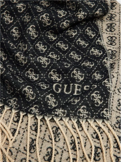 STOLA CON STAMPA MONOGRAM SFRANGIATA DONNA NERO