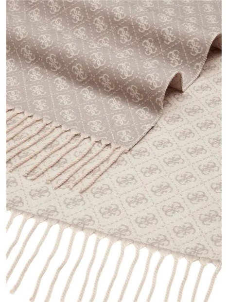 STOLA CON STAMPA LOGO E BORDI SFRANGIATI DONNA GRIGIO