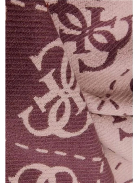 STOLA CON STAMPA MONOGRAM CON BORDI SFRANGIATI DONNA VIOLA