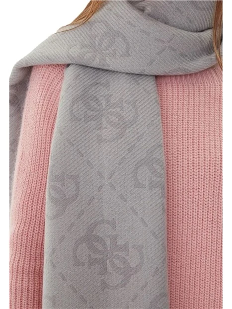 STOLA CON STAMPA MONOGRAM E BORDI SFRANGIATI DONNA GRIGIO