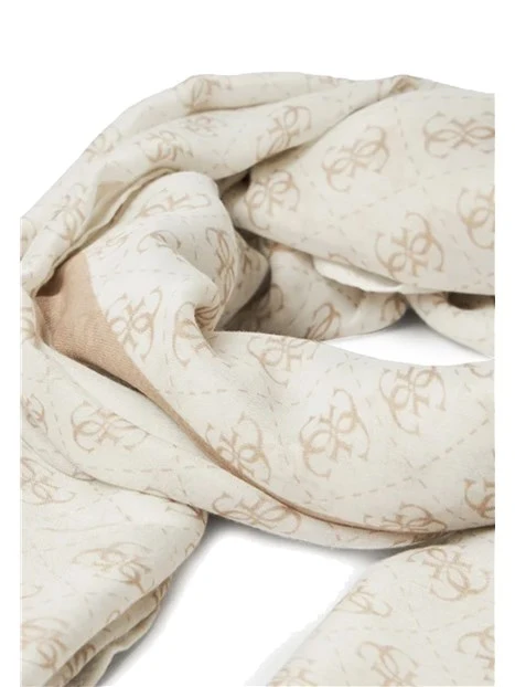 SCIARPA FOULARD CON STAMPA MOTIVO LOGATO DONNA BEIGE CHIARO