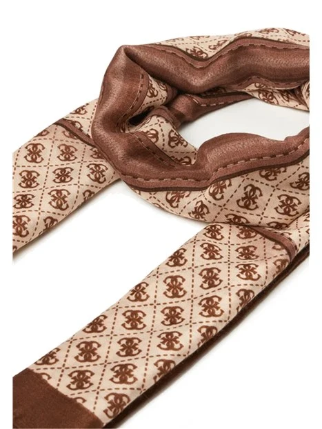SCIARPA FOULARD CON STAMPA MOTIVO LOGATO DONNA BEIGE SCURO