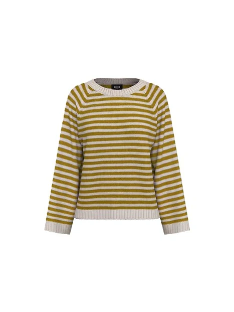 MAGLIA GIROCOLLO A RIGHE ORIZZONTALI DONNA AVORIO