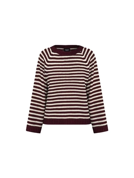 MAGLIA GIROCOLLO A RIGHE ORIZZONTALI DONNA BORDEAXU