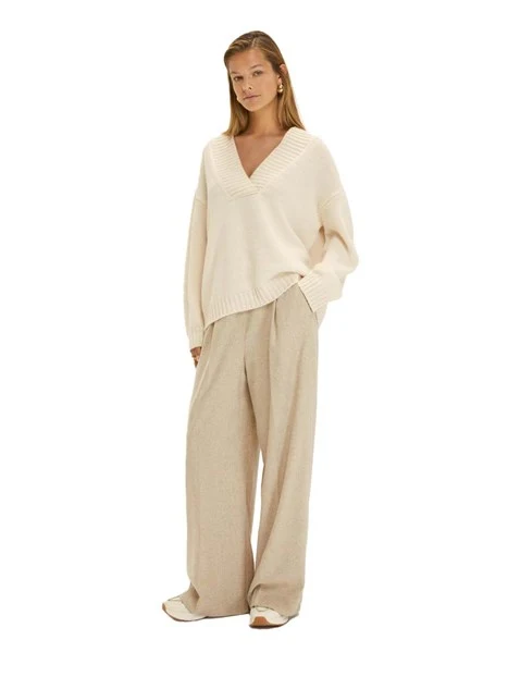 MAGLIA SCOLLO A V CON COSTA ALTA DONNA BIANCO