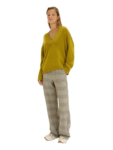 MAGLIA SCOLLO A V CON COSTA ALTA DONNA VERDE