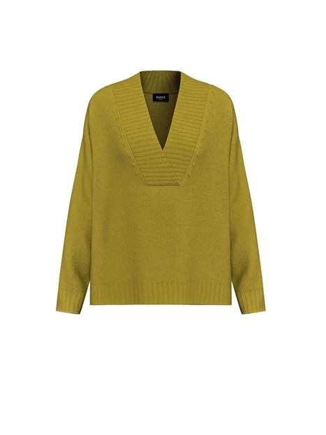 MAGLIA SCOLLO A V CON COSTA ALTA DONNA VERDE