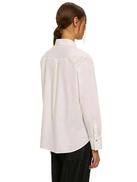 CAMICIA IN COTONE CON CRISTALLI E PERLE DONN BIANCO