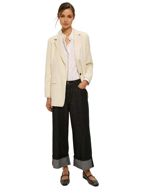 CAMICIA IN COTONE CON CRISTALLI E PERLE DONN BIANCO