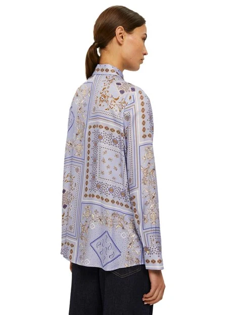 CAMICIA IN VISCOSA CON STAMPA FANTASIA DONNA AZZURRO